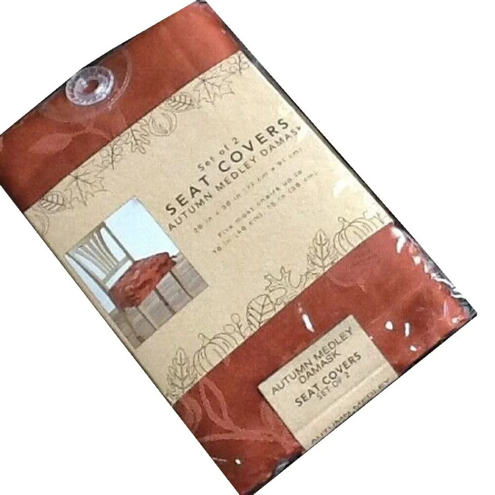 brand new Set of 2 Autumn Medley Dining Chair Seat Covers in Spice Color